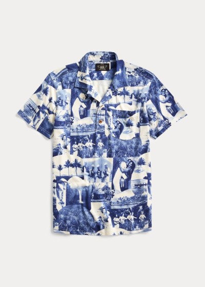 Men's Ralph Lauren Photo-Print Jersey Camp Shirts | 871946KUH